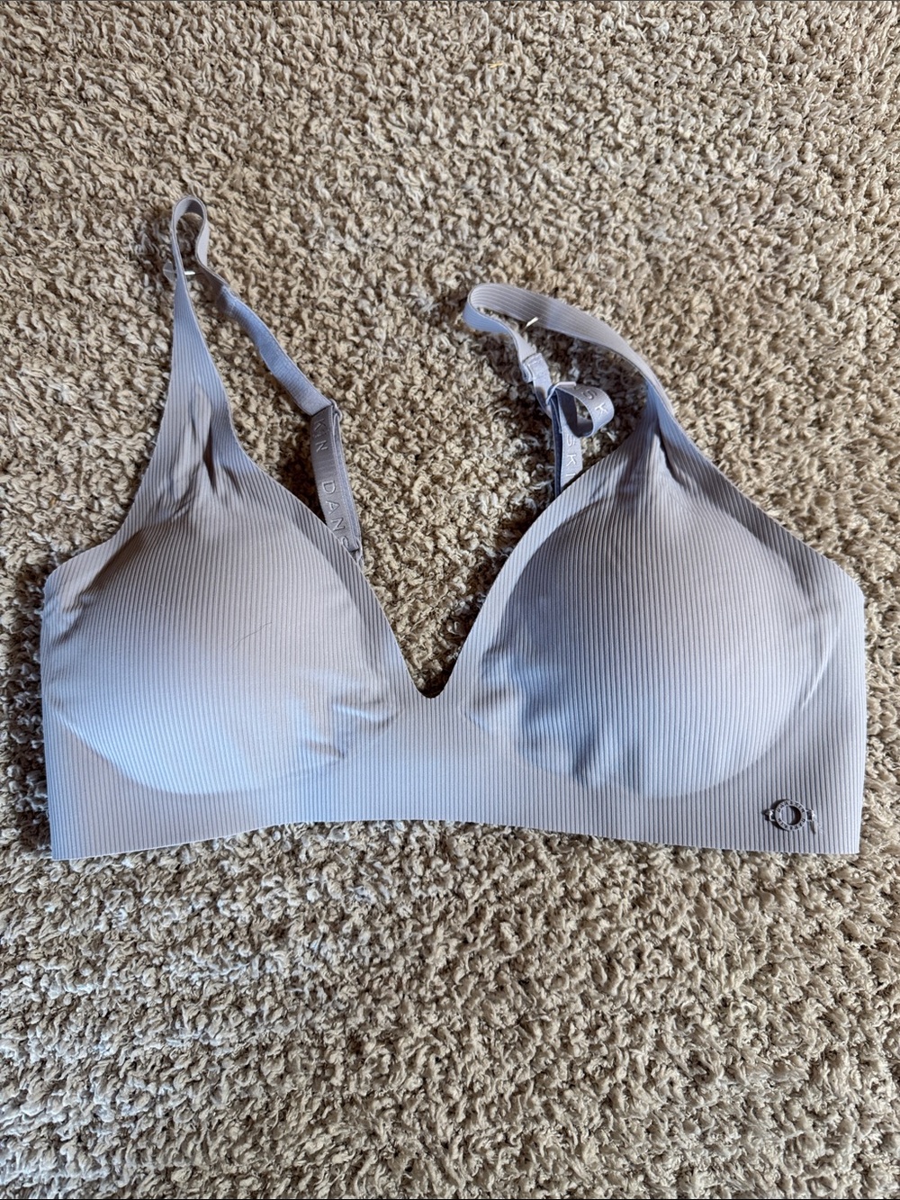 Danskin Light Gray Seamless Ribbed Wireless Bralette